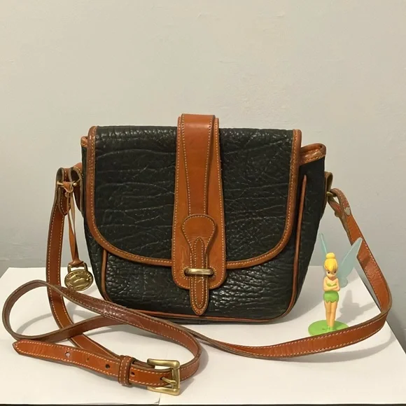 Dooney & Bourke Black and Tan Pebble Leather Crossbody. - Picture 1 of 7